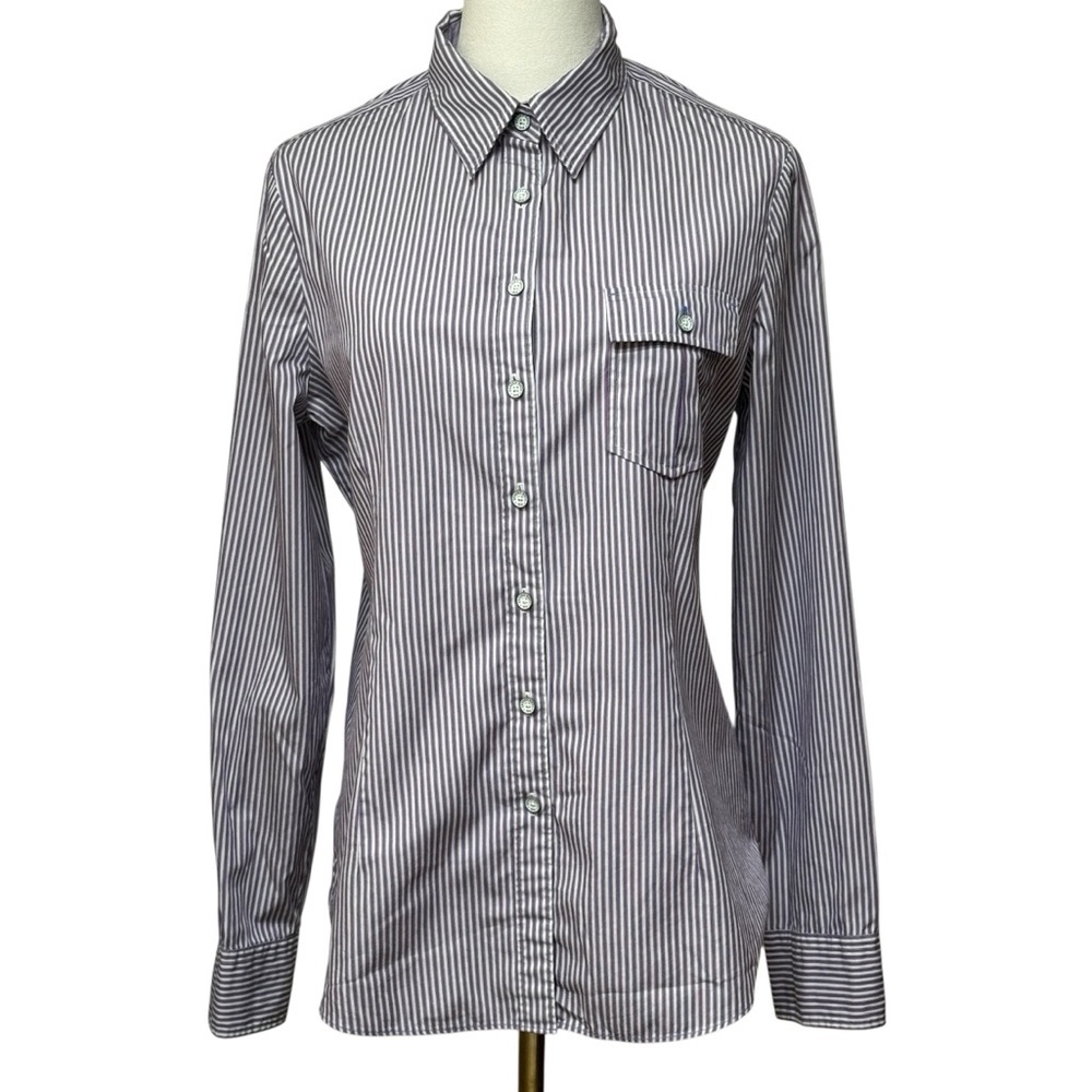{Brooks Brothers} Long Sleeve Cotton Purple Stripe Button Down Shirt Top Blouse